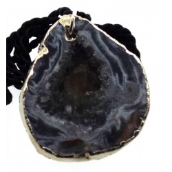 Agate Geode Electroplated Pendant 03
